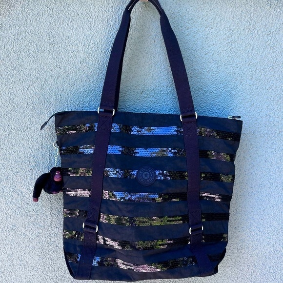 KIPLING Large Shopper Double Handle Shoulder Tote w/ Sven the Gorilla Charm NWOT - Picture 2 of 11